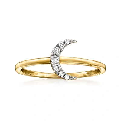 Rs Pure By Ross-simons Diamond Moon Ring In 14kt Yellow Gold In Silver