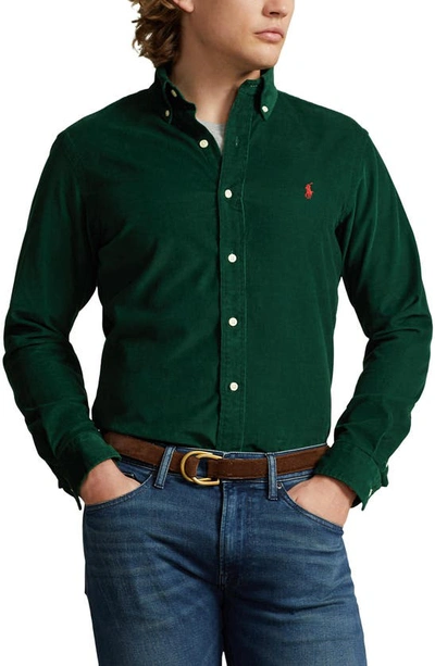 Polo Ralph Lauren Corduroy Long Sleeve Sport Shirt Clothing In Mossy Green