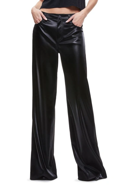 Alice And Olivia Trish Shiny Vegan Leather Baggy Pants Black 0