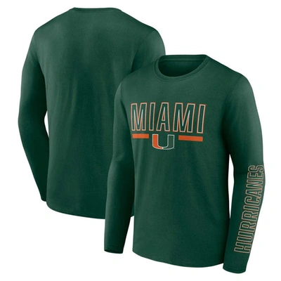 PROFILE PROFILE GREEN MIAMI HURRICANES BIG & TALL TWO-HIT GRAPHIC LONG SLEEVE T-SHIRT