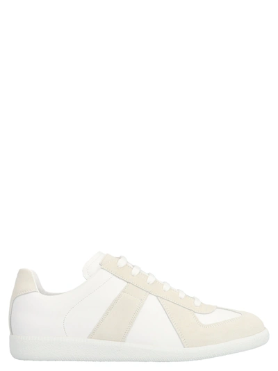 Maison Margiela Replica Leather & Suede Low Top Trainers In White