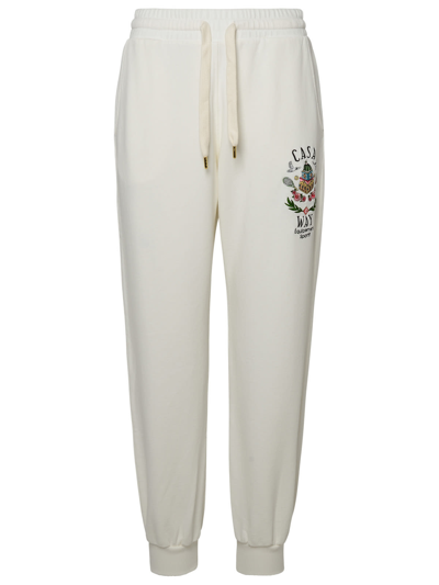 Casablanca Casa Way Embroidered Organic-cotton Track Pants In White