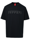 FERRARI BLACK COTTON T-SHIRT