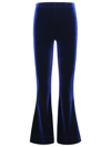 GANNI FLARED BLUE VELVET JERSEY PANTS