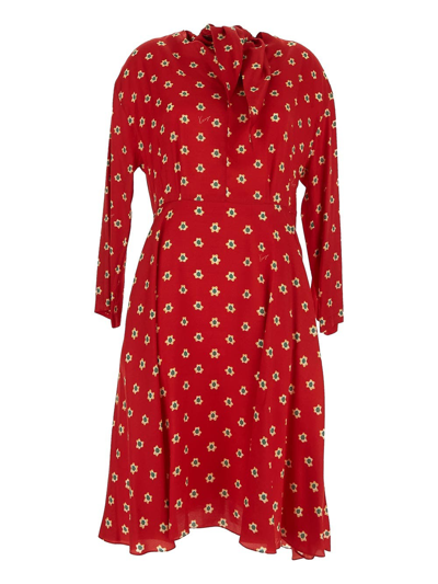 Kenzo Teddy Flower Midi Dress In Red