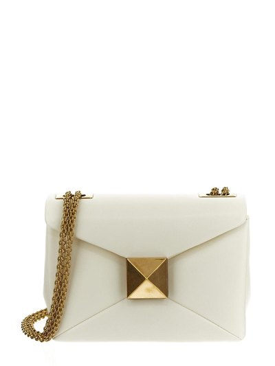 Valentino Garavani One Stud Nappa-leather Shoulder Bag In Ivory