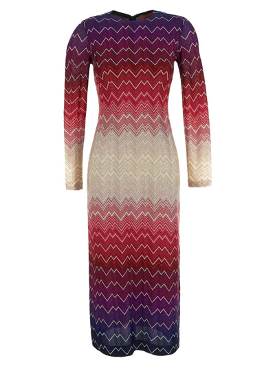 Missoni Zigzag Graident Midi Dress In Multicolor