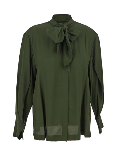 Semicouture Shirt With Bow In Green