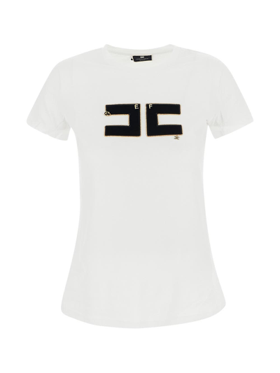 Elisabetta Franchi Cotton T-shirt With Logo In White