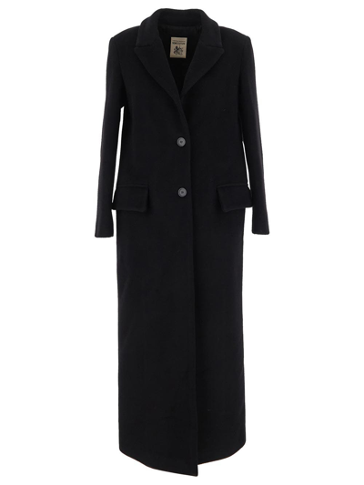 Semicouture Plain Cloth Single-breasted Coat In Black