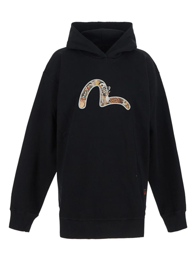 Evisu Embroidered Seagull Hoodie In Black