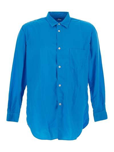 Comme Des Garçons Shirt Patch-pocket Long-sleeved Shirt In Blue