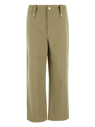Burberry Straight Leg Cotton Trousers In Green