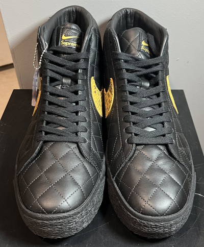 Pre-owned Nike X Supreme Nike Sb Supreme Black Blazer Mid Qs Size 11 Shoes