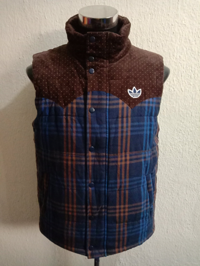 Pre-owned Adidas Originals Puffer Vest In Brown/blue