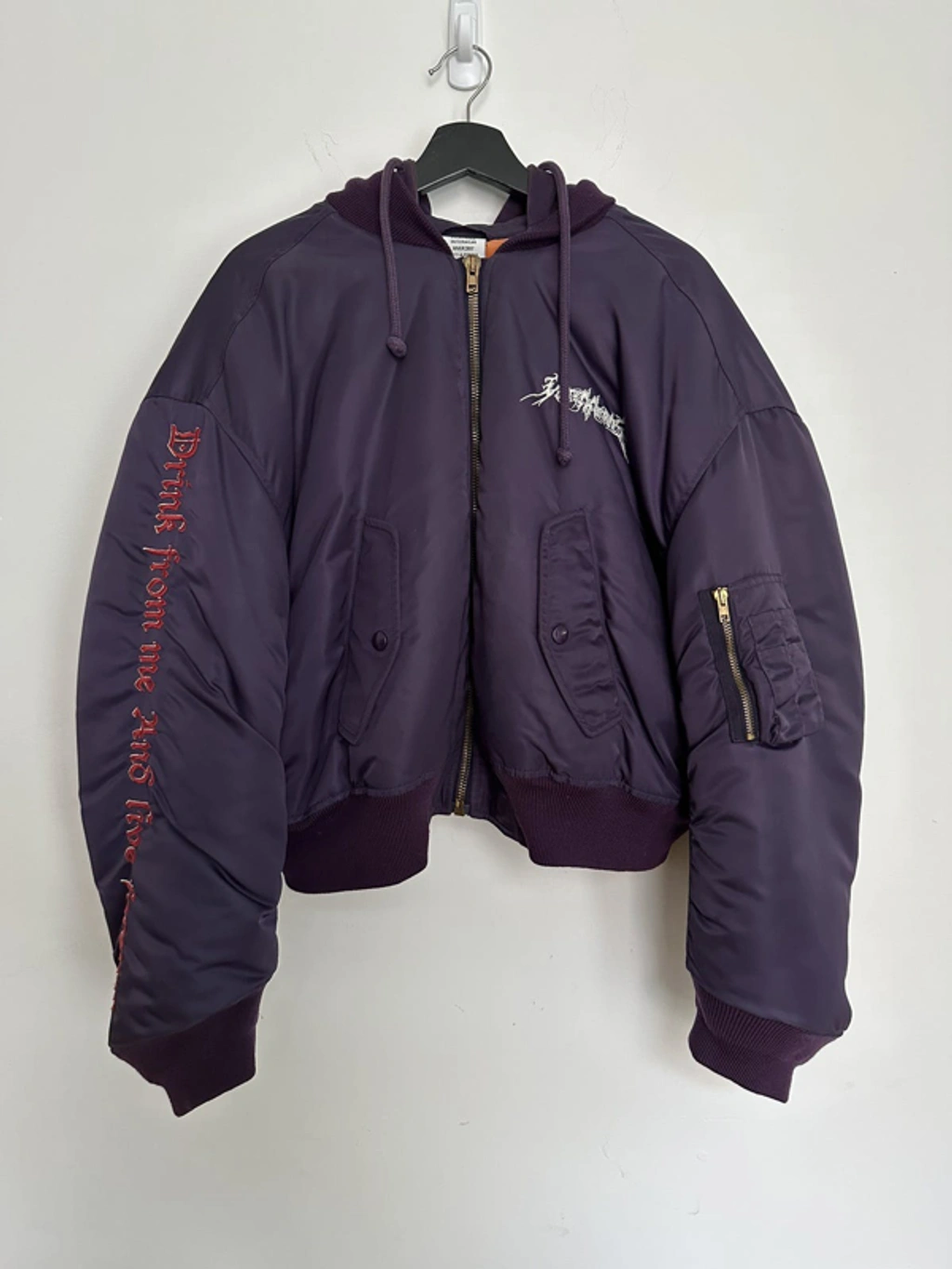 Pre-owned Vetements Total Fucking Darkness Bomber In Purple | ModeSens