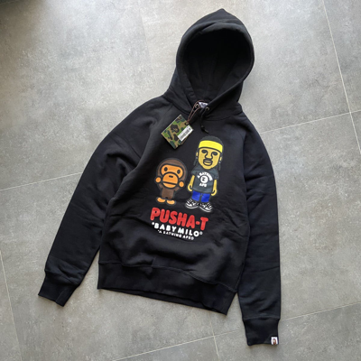Pre-owned Bape X Pusha T Baby Milo Pullover Hoodie In Black | ModeSens