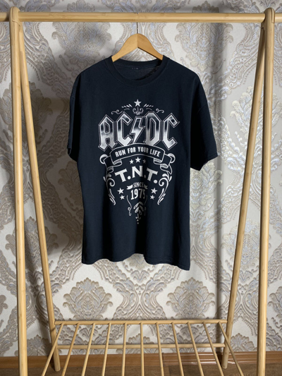 Pre-owned Acdc X Band Tees Vintage Ac/dc T-shirt Rock For Your Life Y2k Nirvana 90's In Black