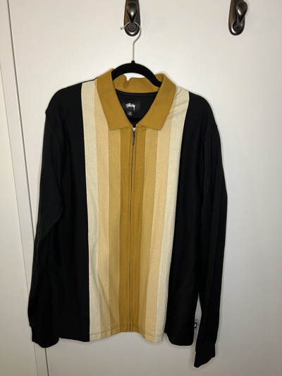 Pre-owned Stussy Overshirt X In Yellow Stripe