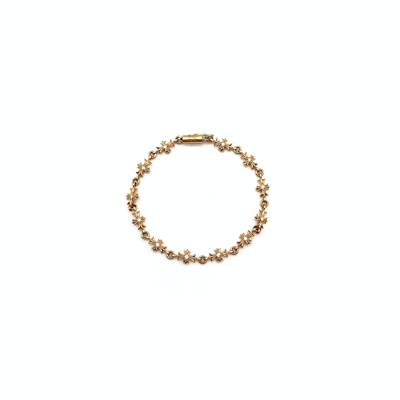 Pre-owned Chrome Hearts 22k Gold Diamonds Tiny E Cross Bracelet