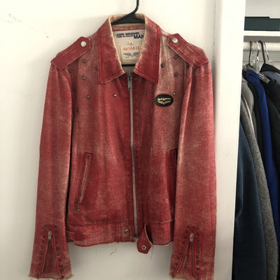 Pre-owned Comme Des Garcons X Junya Watanabe 2002 Lewis Leathers X Aviakit Dyed Denim Top In Red