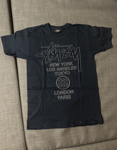 Pre-owned Stussy X Vintage Stussy Pineline World Tour Tee In Navy