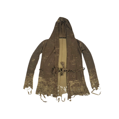 Pre-owned Avant Garde X No Id Archive No Id Damaged Distressed Capes In Acid Wash Brown