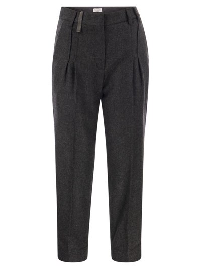 Brunello Cucinelli Pleated Tailored Trousers In Grey