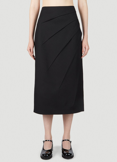 Gucci Drap Detailed Tailored Midi Skirt In Black