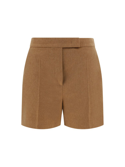 Max Mara Amato Tailored Wool Blend Shorts In Brown