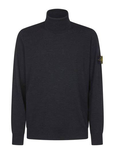 Stone Island Compass Patch Rollneck Jumper In Grey