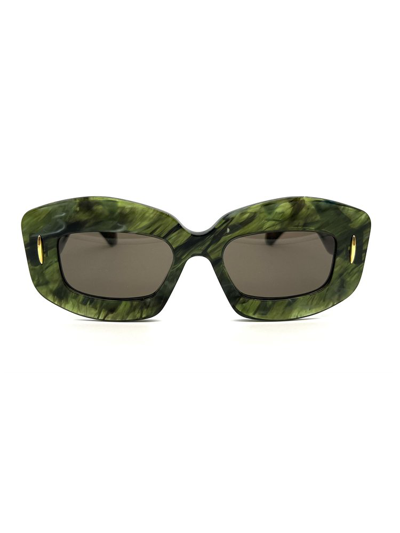 Loewe Rectangle Frame Sunglasses In Green