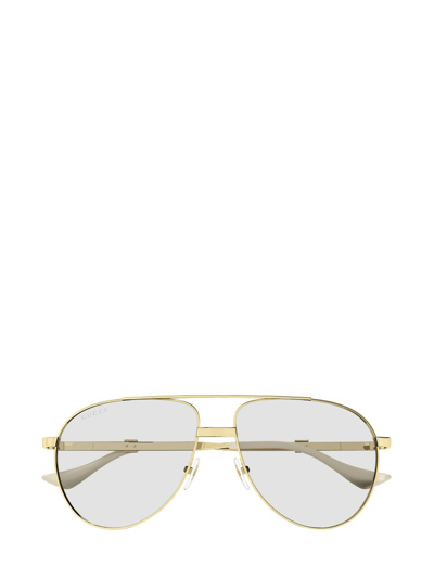 Gucci Eyewear Pilot Frame Sunglasses In Gold