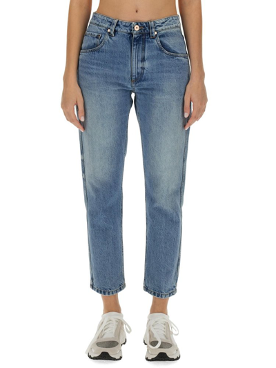 Brunello Cucinelli Distressed Straight Leg Jeans In Blue