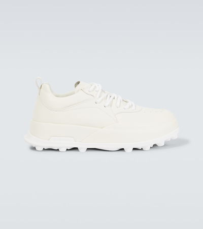Jil Sander Semanado Leather Sneakers In White