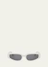 Celine Triomphe Sleek White Acetate Cat-eye Sunglasses In Ivry/smk