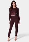 Bebe Rhinestone Mesh Jumpsuit In Black Cherry