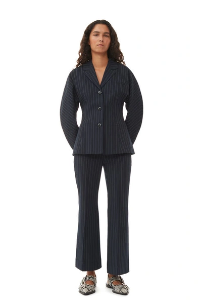 GANNI STRIPED STRETCH CROPPED TROUSERS