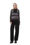 Ganni Black Corduroy Loose Pleat Trousers In Black