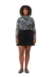 Ganni Black Corduroy Mini Skirt In Black