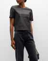 Zadig & Voltaire Tas Short Sleeve Leather Top In Noir