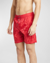 Dolce & Gabbana Red Nylon Drawstring Beachwear Shorts Swimwear In Lght Borde