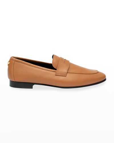 Bougeotte Acajou Leather Penny Loafers In Acajou Brown
