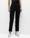 ADAM LIPPES HARPER BUTTON-HEM STRAIGHT-LEG ANKLE CREPE PANTS