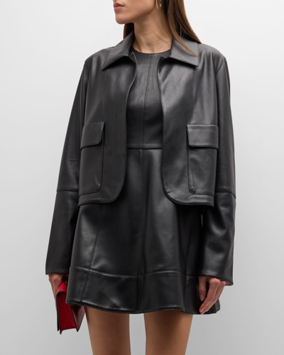 Alexis Peri Vegan Leather Jacket In Noir