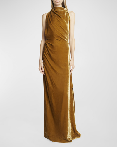 Proenza Schouler Velvet Backless Maxi Dress In Orange