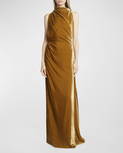 Proenza Schouler Velvet Backless Maxi Dress In Ochre | ModeSens