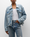Agolde Martika Frayed Oversize Denim Jacket In Fray