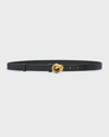 BOTTEGA VENETA BRASS KNOT SKINNY LEATHER BELT