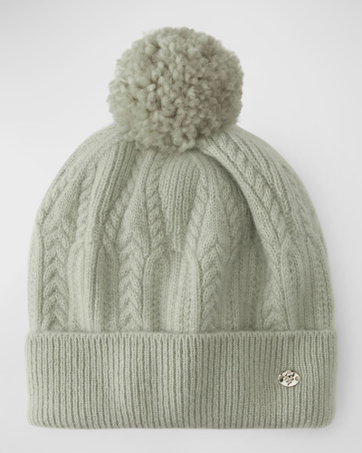 Helen Kaminski Fitted Cashmere Beanie With Pom In Light Sage